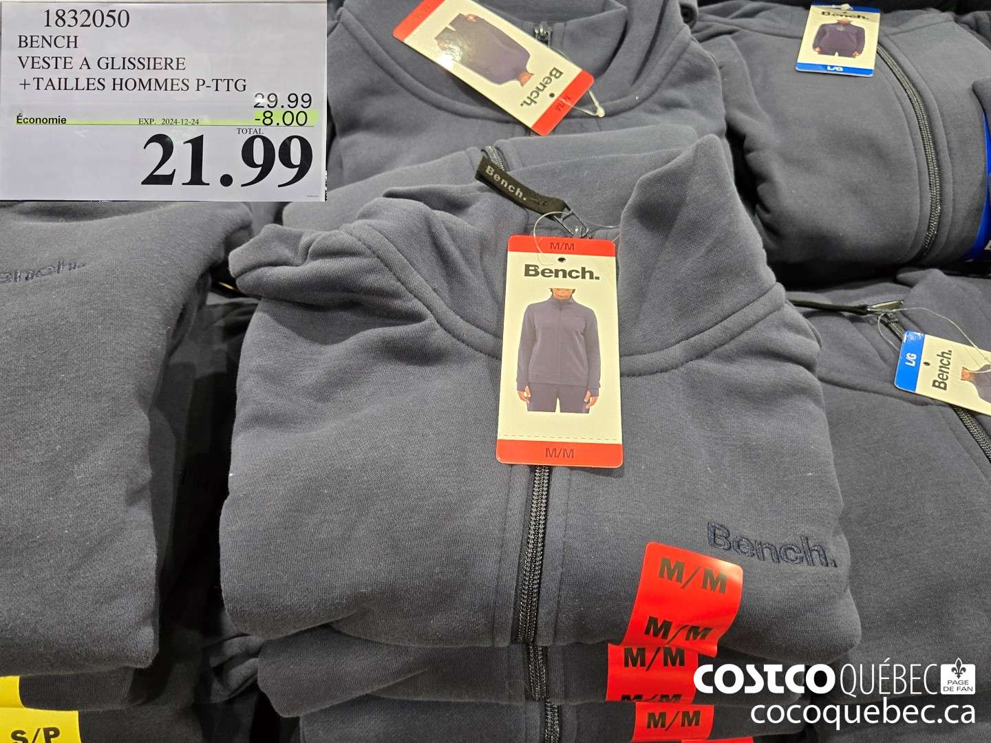 1832050 BENCH VESTE A GLISSIERE  ($8.00 INSTANT SAVINGS EXPIRES ON 2024-12-24) $21.99