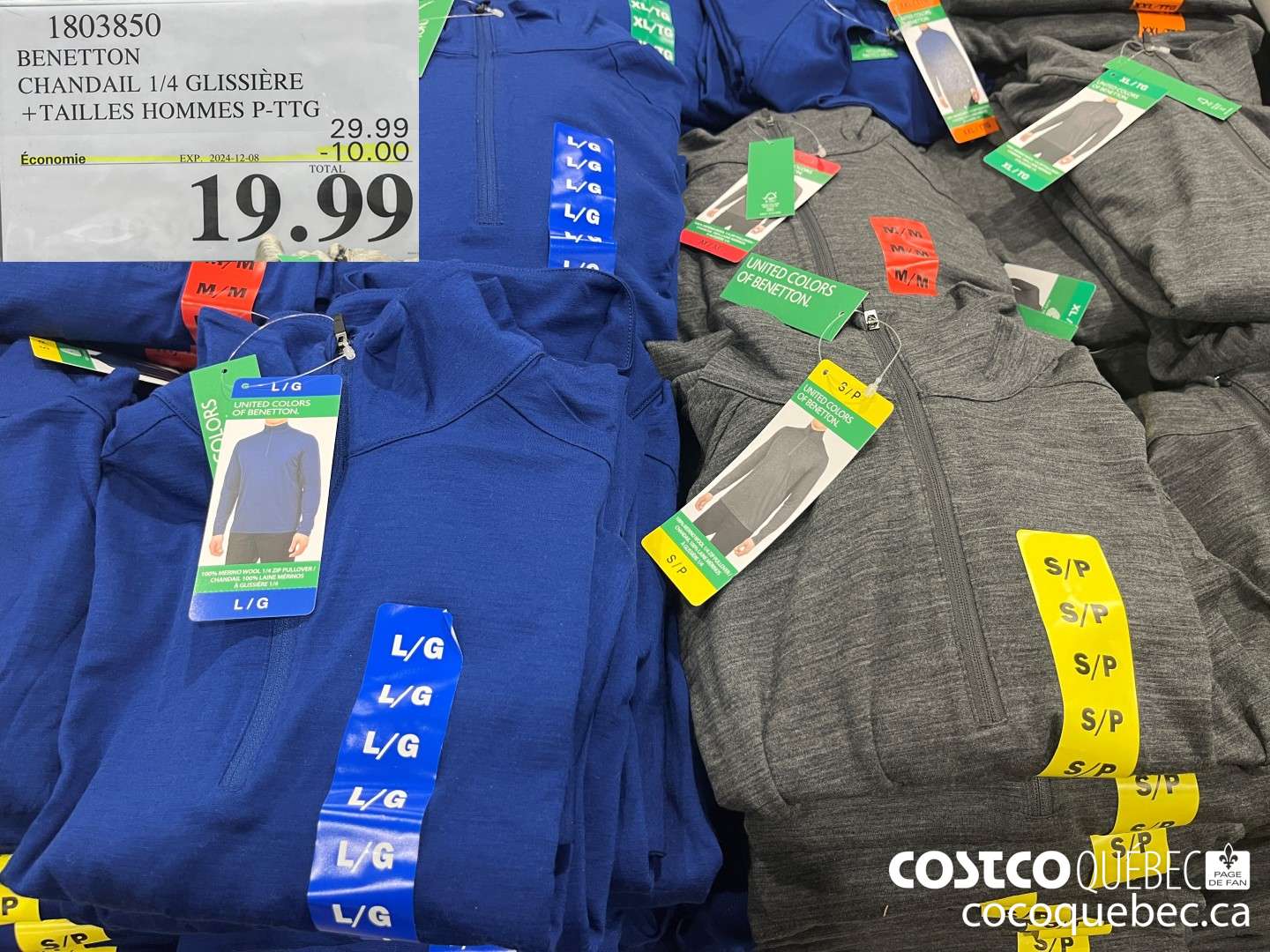 1803850 BENETTON CHANDAIL 1/4 GLISSIERE  ($10.00 INSTANT SAVINGS EXPIRES ON 2024-12-08) $19.99