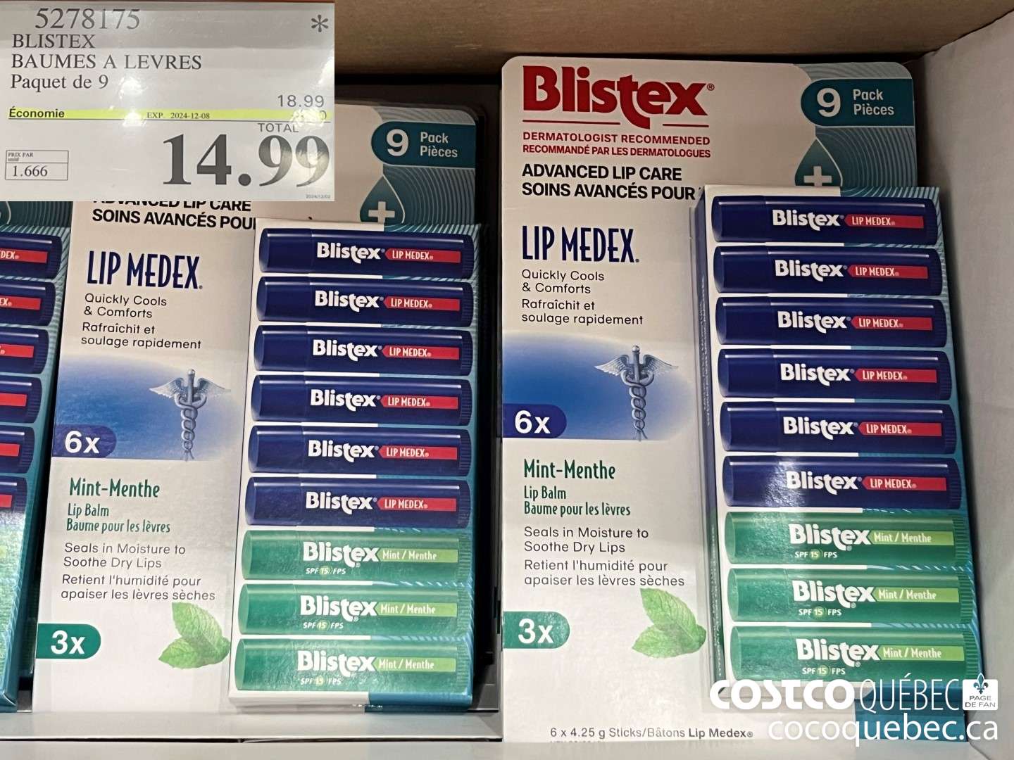5278175 BLISTEX BAUMES A LEVRES Paquet de 9  ($4.00 INSTANT SAVINGS EXPIRES ON 2024-12-08) $14.99