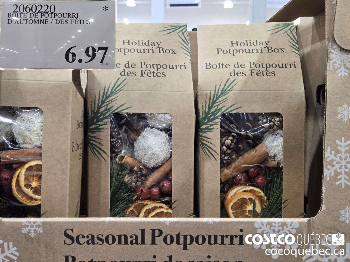 2060220 BOITE DE POTPOURRI D'AUTOMNE / DES FETES $6.97