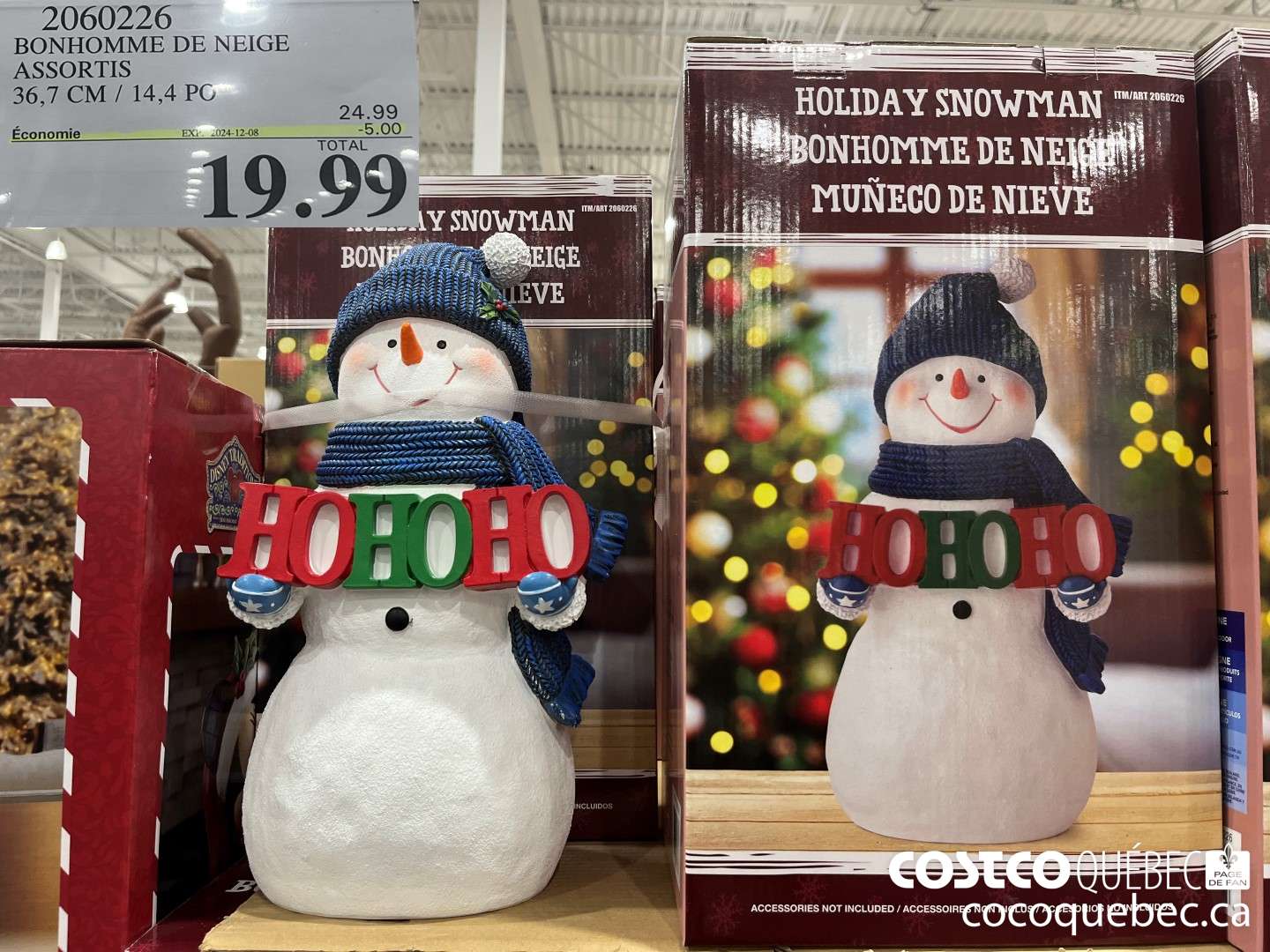 2060226 BONHOMME DE NEIGE ASSORTIS 36,7 CM / 14,4 PC  (EXPIRES ON 2024-12-08) $19.99