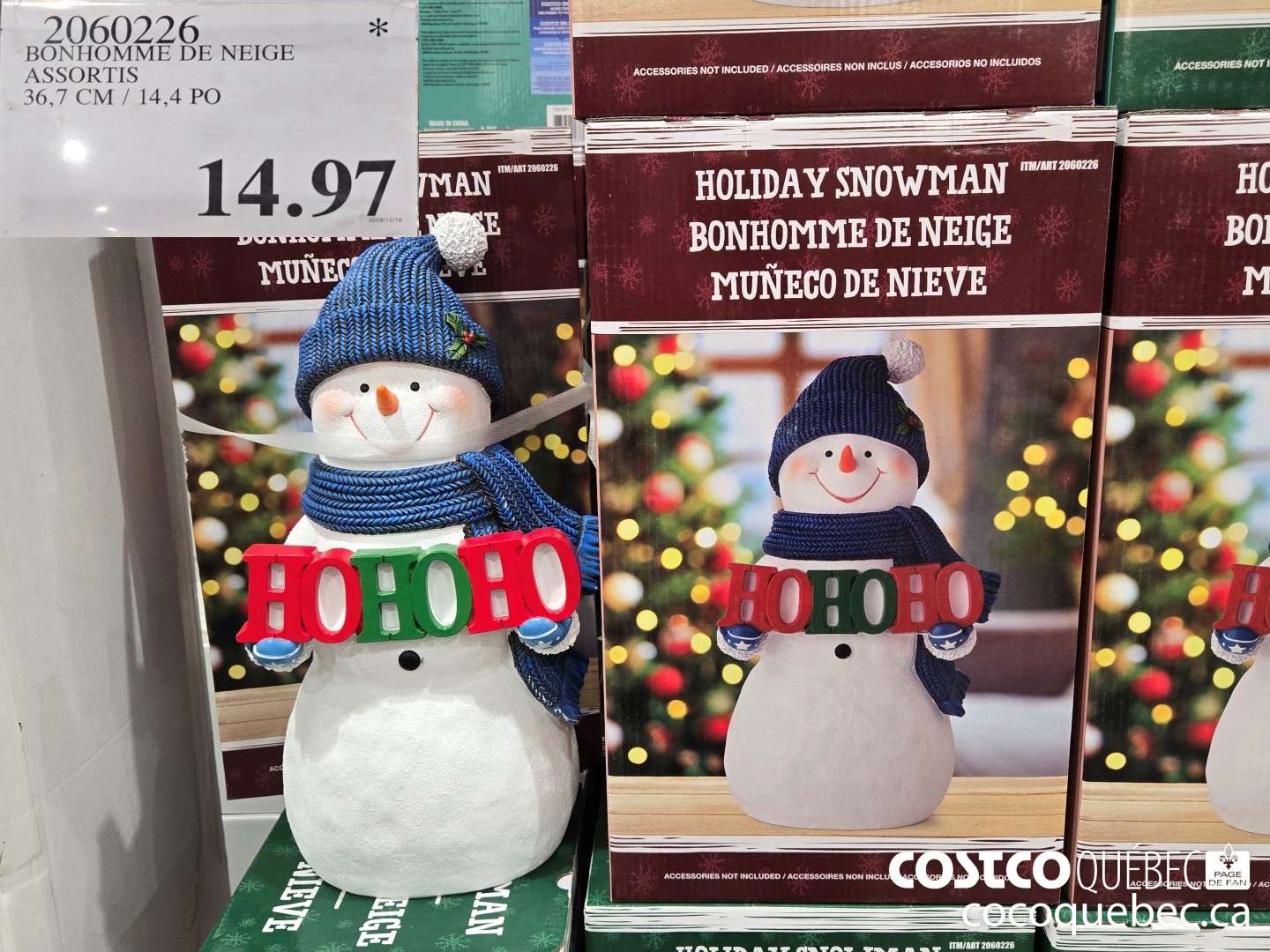 2060226 BONHOMME DE NEIGE ASSORTIS 36,7 CM / 14,4 PO  $14.97