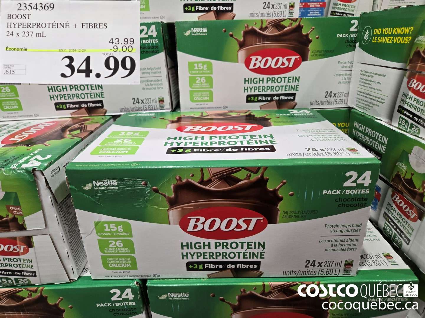 2354369 BOOST HYPERPROTEINE + FIBRES 24 x 237 mL  ($9.00 INSTANT SAVINGS EXPIRES ON 2024-12-29) $34.99