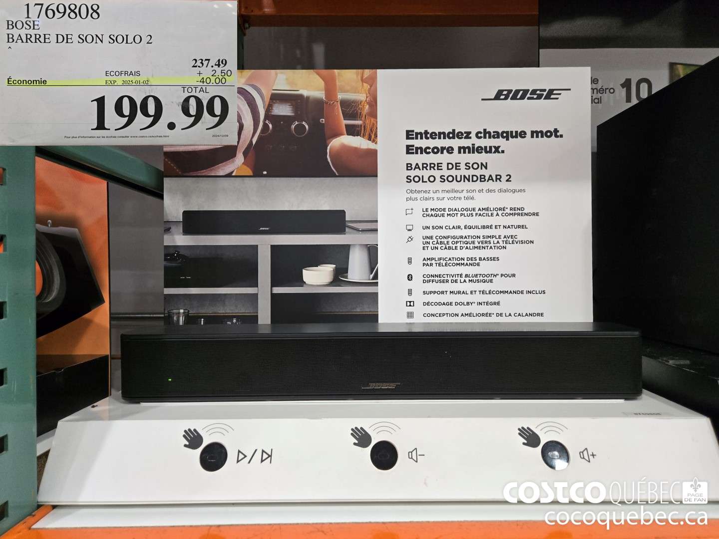 1769808 BOSE BARRE DE SON SOLO 2  2025-01-02F ($40.00 INSTANT SAVINGS EXPIRES ON 2025-01-02) $199.99