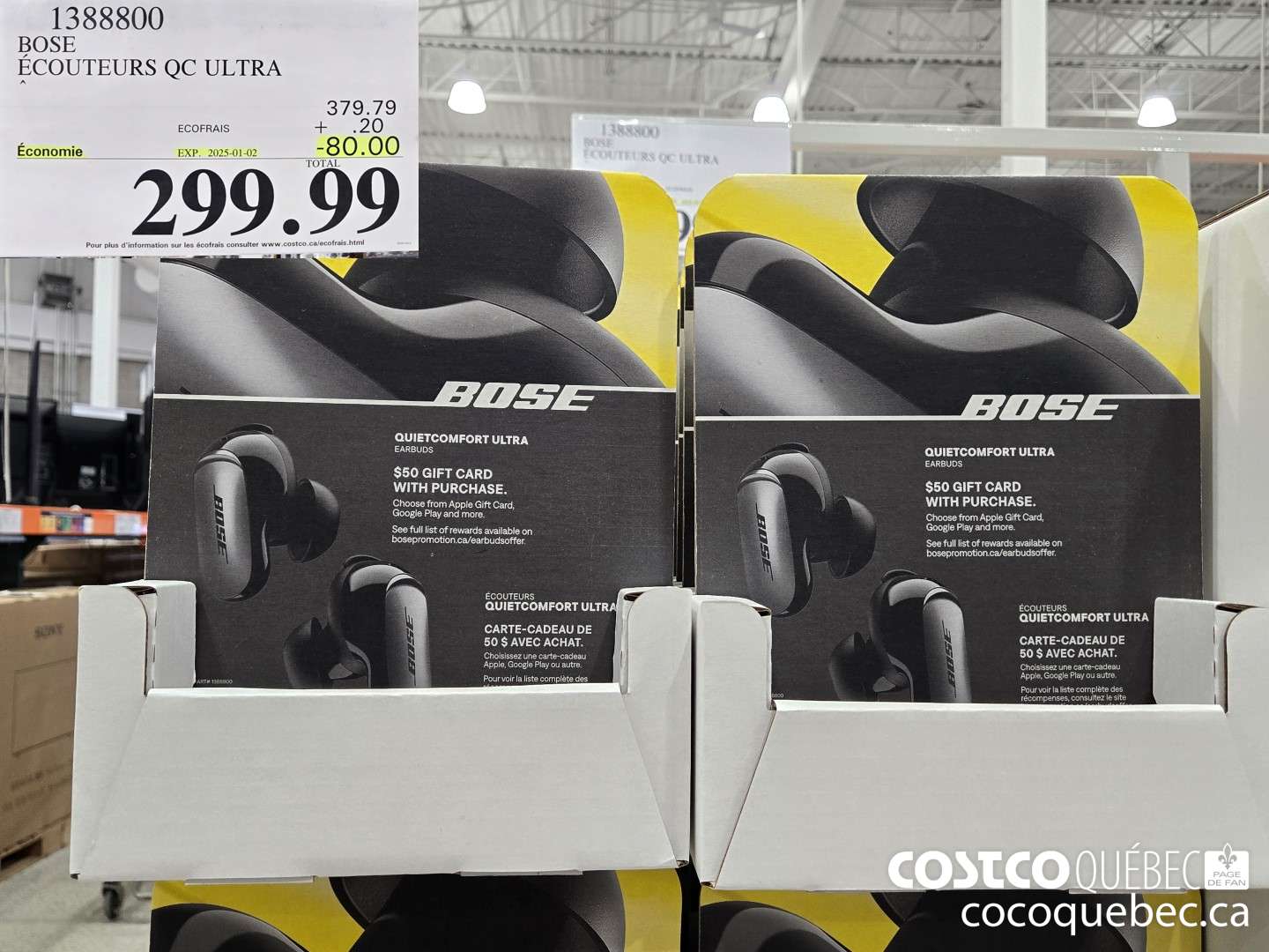 1388800 BOSE ECOUTEURS QC ULTRA  ($80.00 INSTANT SAVINGS EXPIRES ON 2025-01-02) $299.99