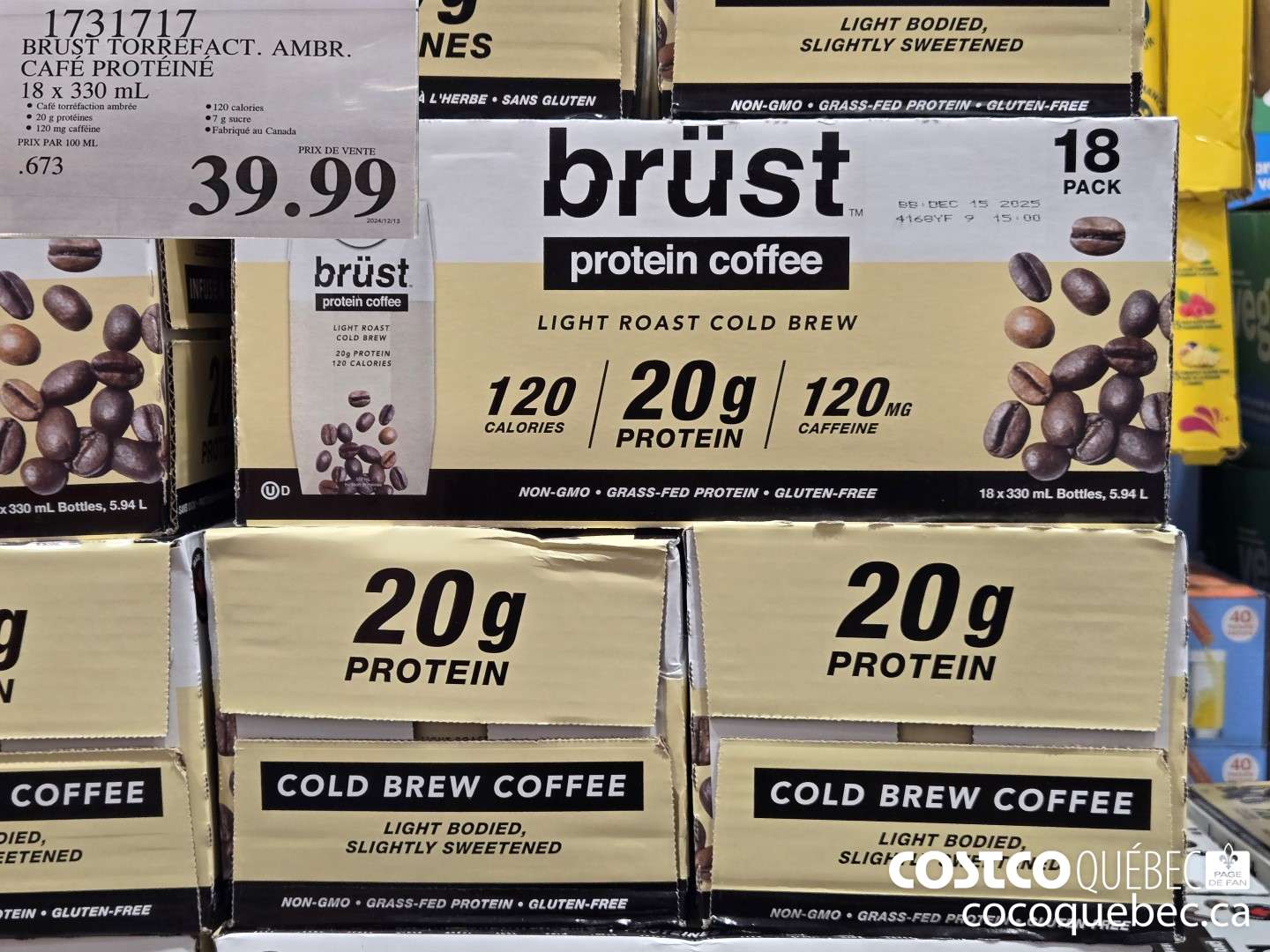 1731717 BRUST TORREFACT. AMBR. CAFE PROTEINE 18 x 330 mL  $39.99