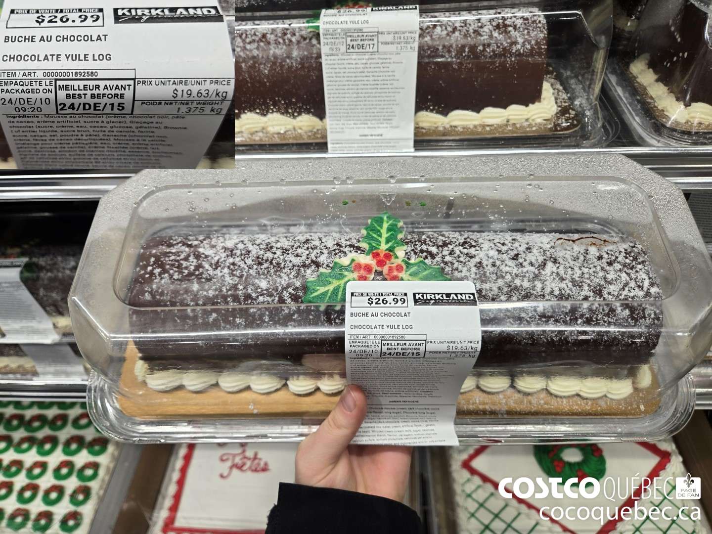 1892580 BUCHE AU CHOCOLAT CHOCOLATE YULE LOG ITEM/ ART. 00000001892580  $26.99