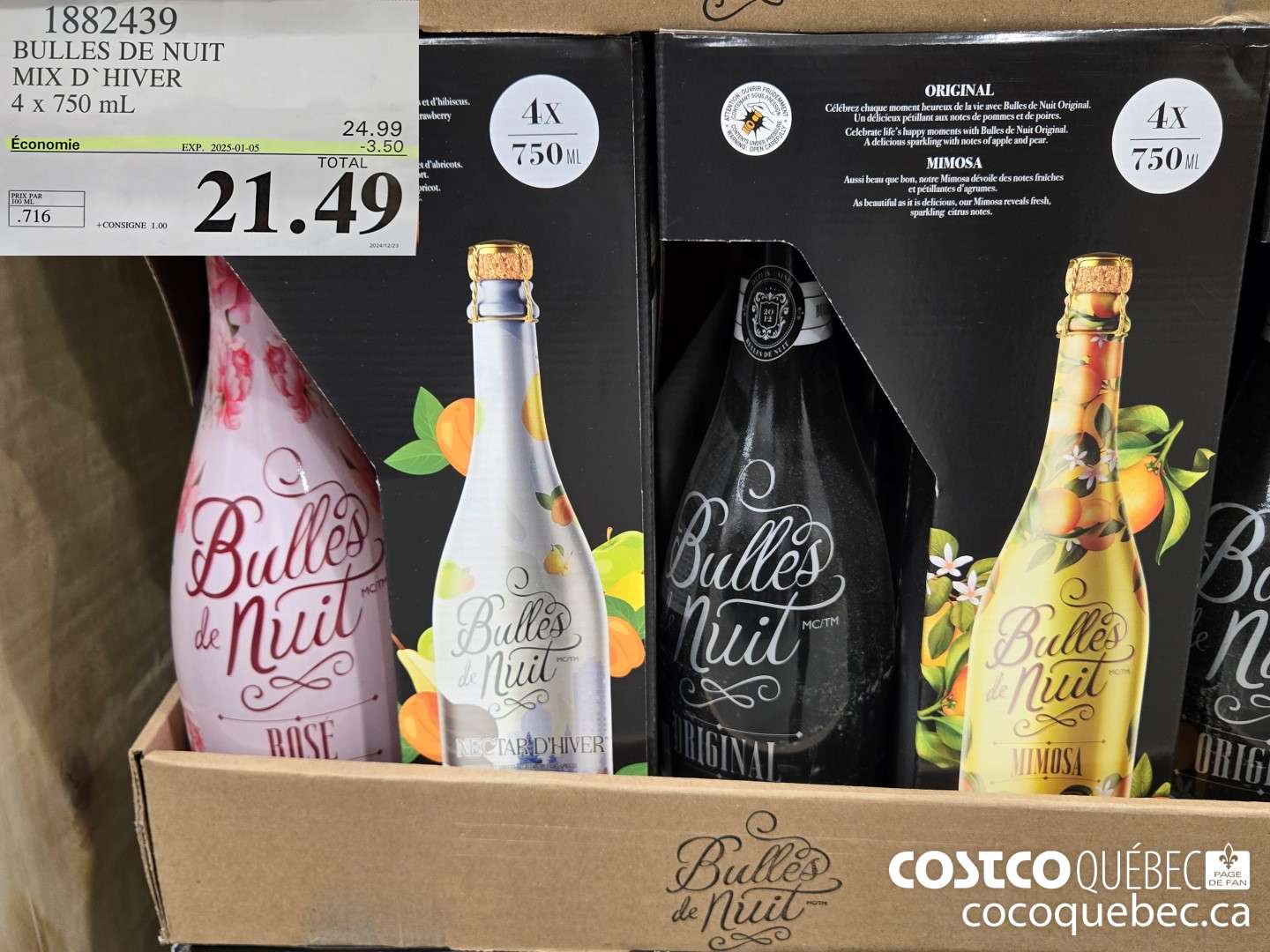 1882439 BULLES DE NUIT MIX D°HIVER 4x 750 mL  ($3.50 INSTANT SAVINGS EXPIRES ON 2025-01-05) $21.49