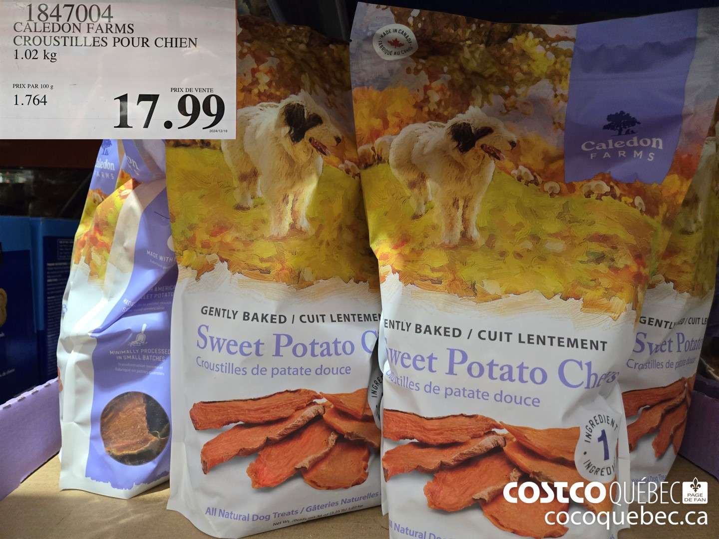 1847004 CALEDON FARMS CROUSTILLES POUR CHIEN 1.02 kg  $17.99