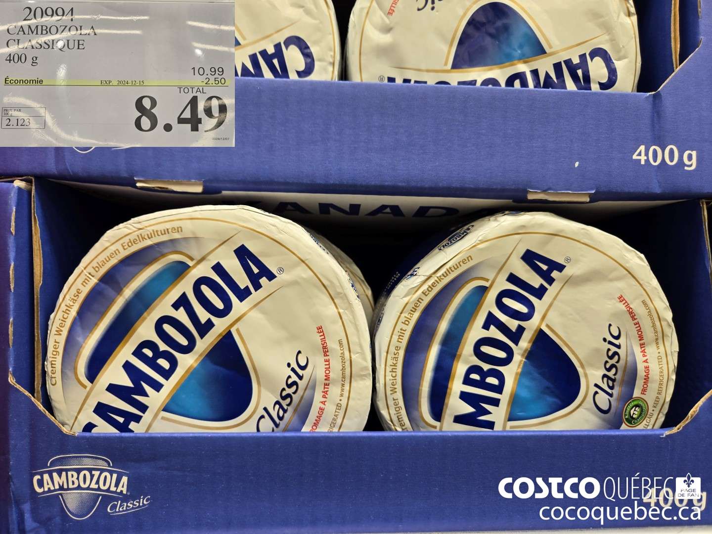 20994 CAMBO7OUA CU AsSIQUE 400 g  ($2.50 INSTANT SAVINGS EXPIRES ON 2024-12-15) $8.49