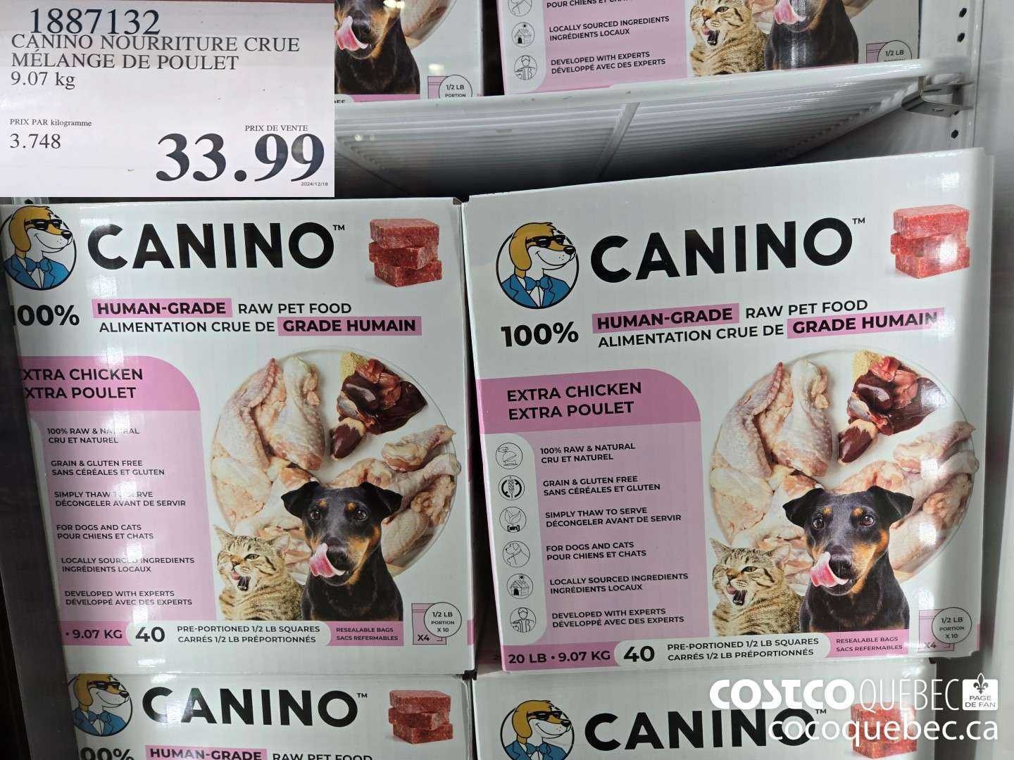 1887132 CANINO NOURRITURE CRUE MELANGE DE POULET 9.07 kg  $33.99