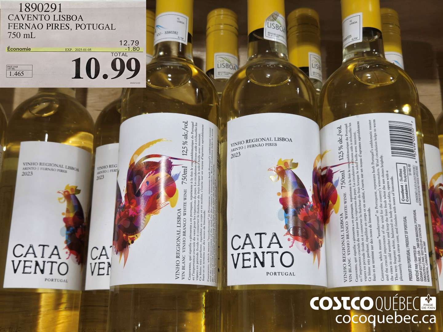 1890291 CAVENTO LISBOA FERNAO PIRES, POTUGAL 750 mL  ($1.80 INSTANT SAVINGS EXPIRES ON 2025-01-05) $10.99