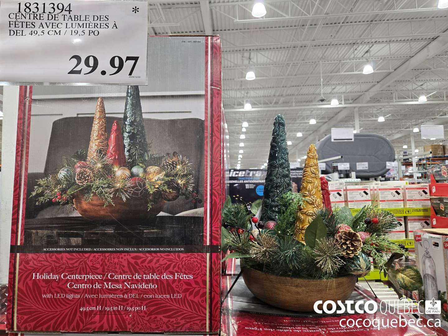 183139 CENTRE DE TABLE DES FETES AVEC LUMIERES A DEL 49,5 CM / 19,5 PO  $29.97