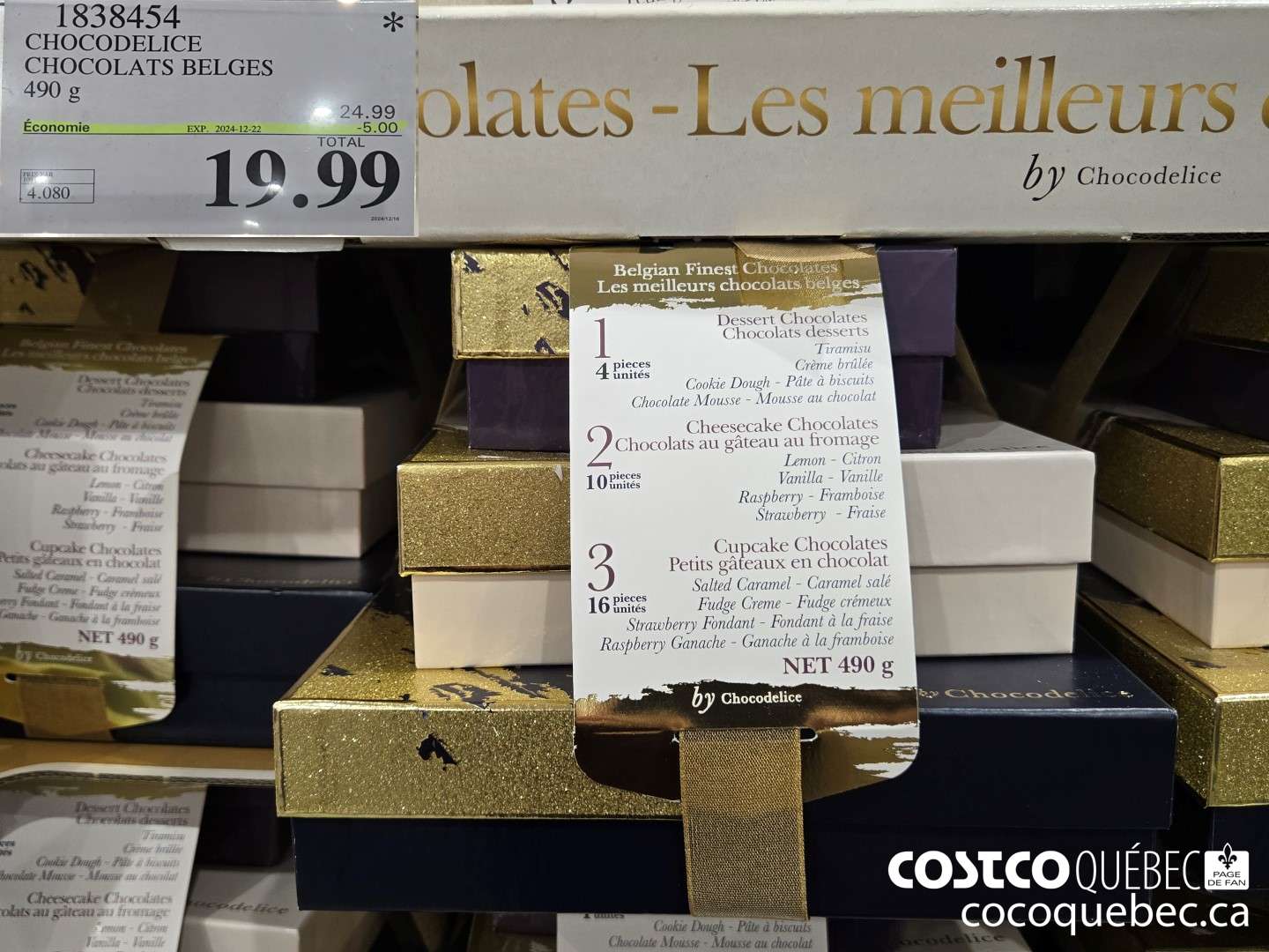 1838454 CHOCODELICE CHOCOLATS BELGES 490 g  ($5.00 INSTANT SAVINGS EXPIRES ON 2024-12-22) $19.99