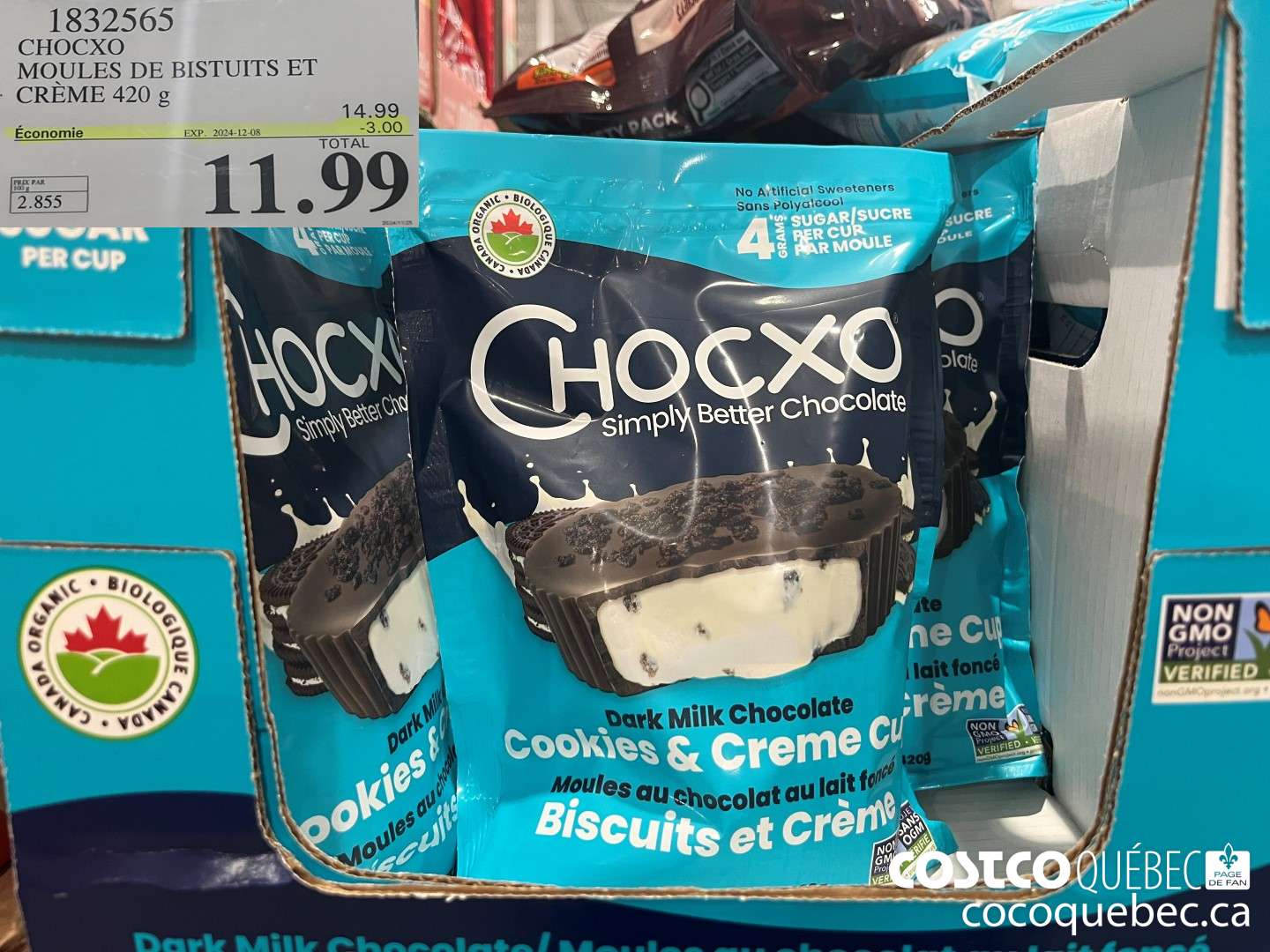 1832565 CHOCXO MOULES DE BISCUITS ET CREME 420 g  ($3.00 INSTANT SAVINGS EXPIRES ON 2024-12-08) $11.99