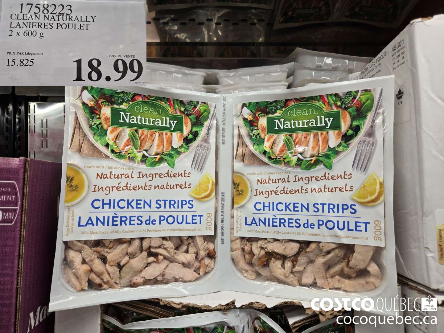 1758223 CLEAN NATURALLY LANIERES POULET 2 x 600 g  $18.99