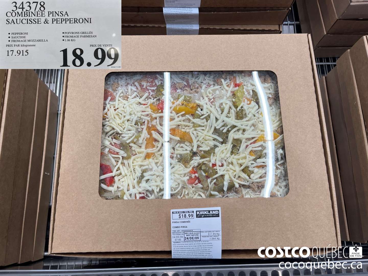 34378 COMBINEE PINSA SAUCISSE & PEPPERONI  $18.99