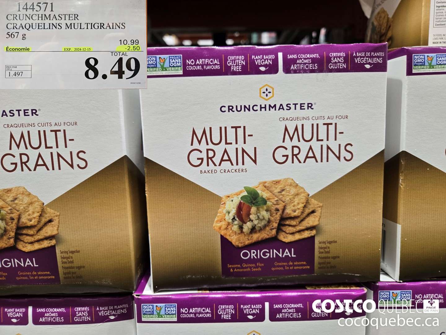 144571 CRUNCHMASTER CRAQUELINS MULTIGRAINS 567 ($3.00 INSTANT SAVINGS EXPIRES ON 2024-12-15) $8.49