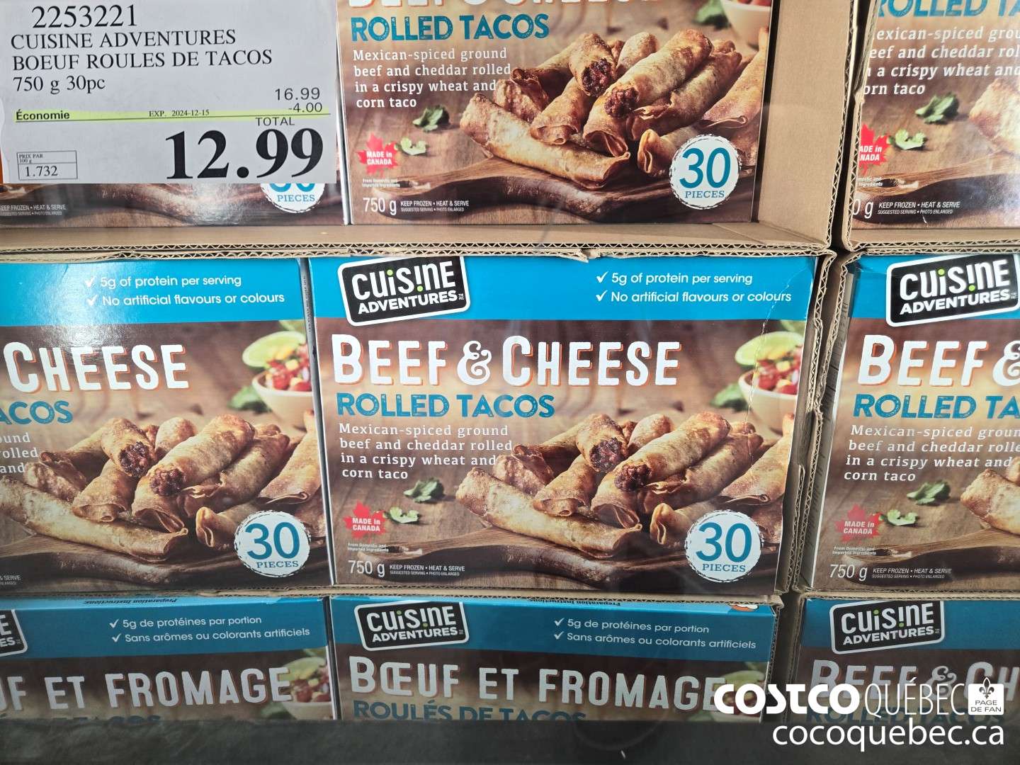 2253221 CUISINE ADVENTURES BOEUF ROULES DE TACOS 750 g  ($4.00 INSTANT SAVINGS EXPIRES ON 2024-12-15) $12.99
