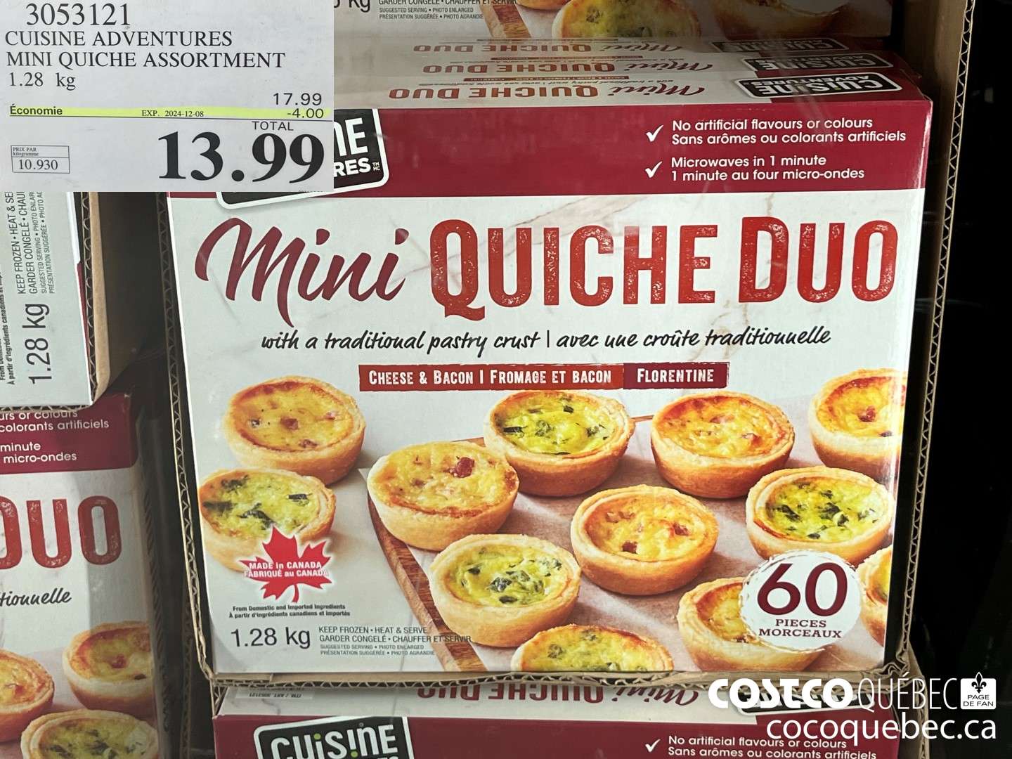 3053121 CUISINE ADVENTURES MINI QUICHE ASSORTMENT 1.28 ke ($4.00 INSTANT SAVINGS EXPIRES ON 2024-12-08) $13.99