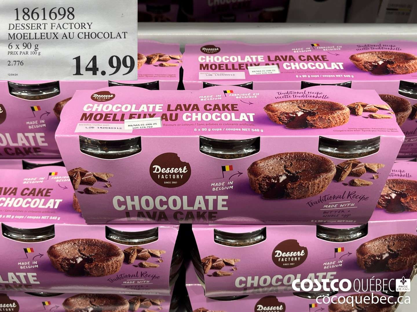 1861698 DESSERT FACTORY MOELLEUX AU CHOCOLAT 6x 90  $14.99