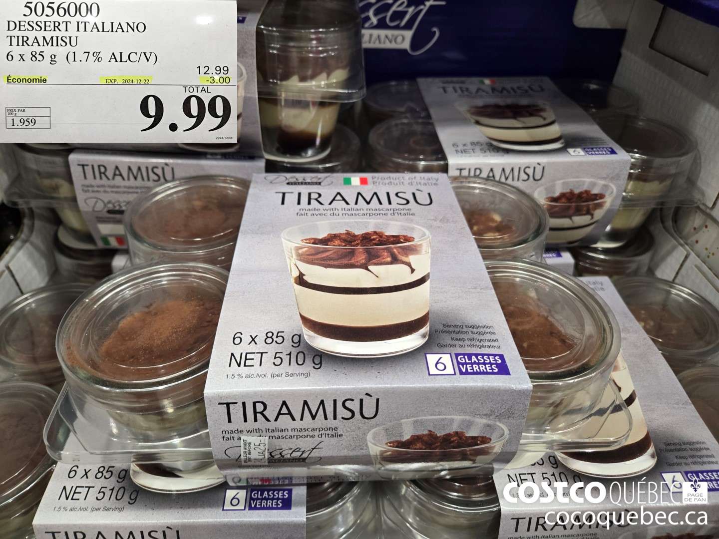 5056000 DESSERT ITALIANO TIRAMISU 6x 85g ($3.00 INSTANT SAVINGS EXPIRES ON 2024-12-22) $9.99