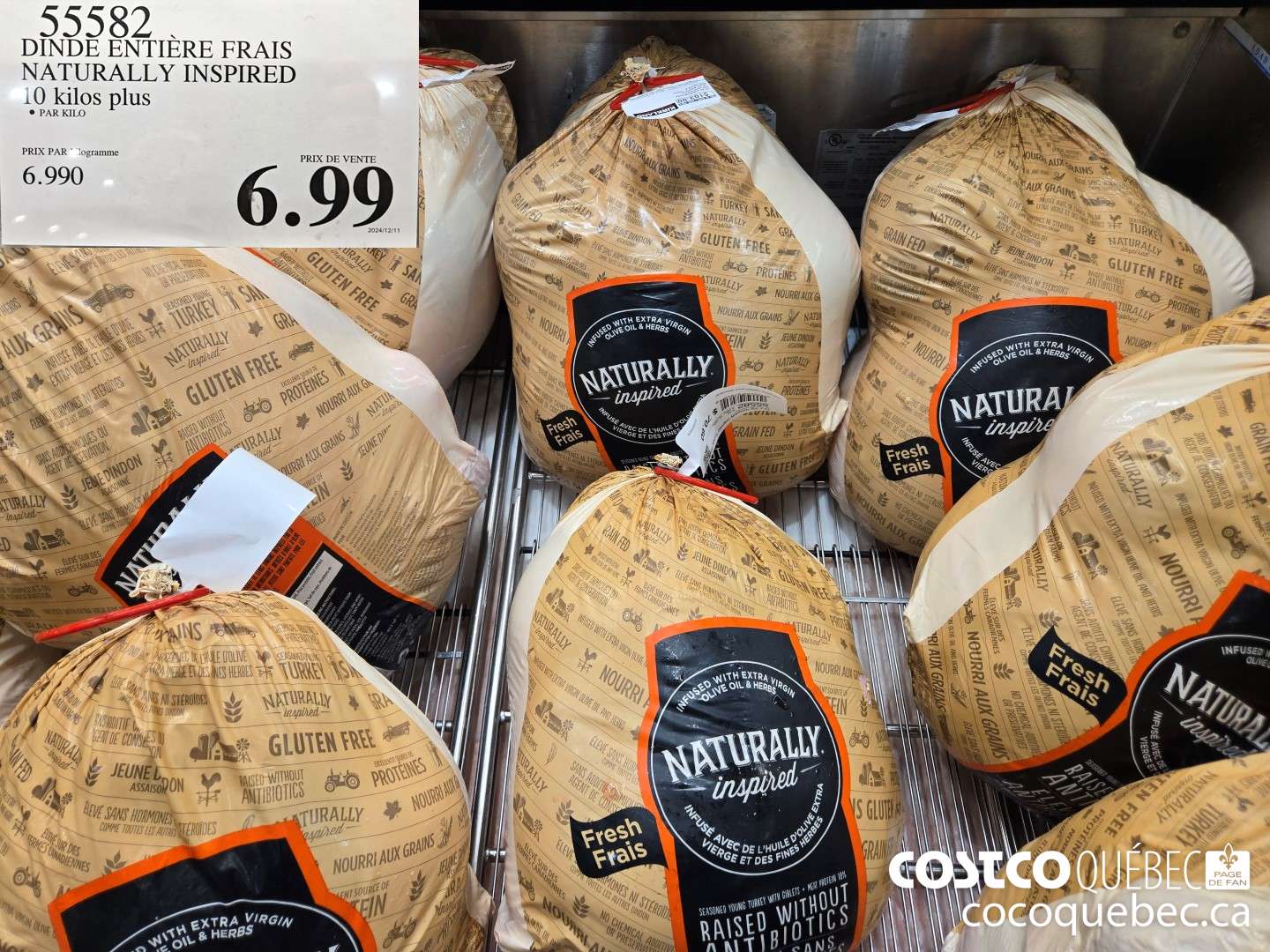 55582 DINDE ENTIERE ERAIS NATURALLY INSPIRED PAR KILO  $6.99