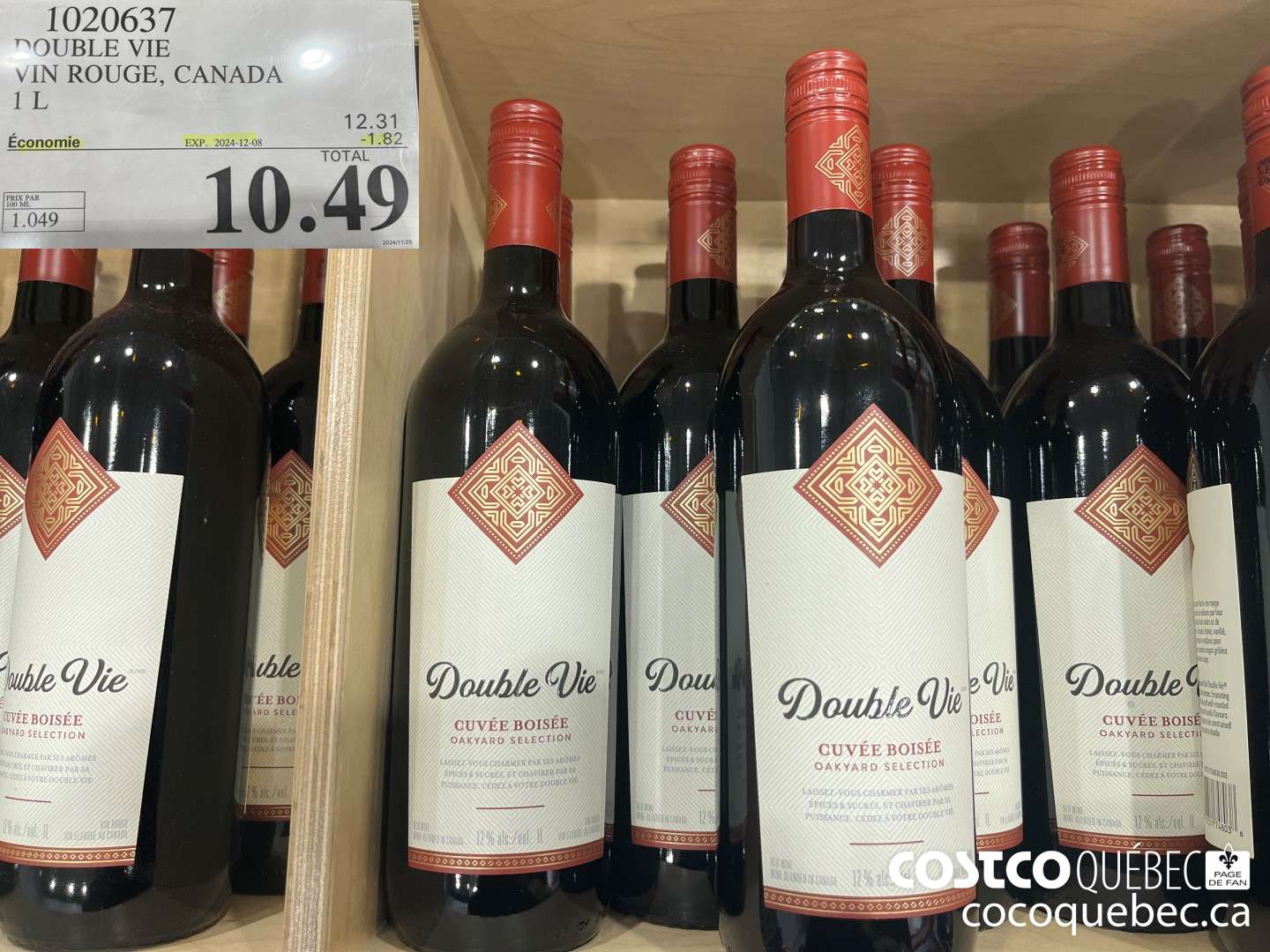 1020637 DOUBLE VIE VIN ROUGE, CANADA  ($1.82 INSTANT SAVINGS EXPIRES ON 2024-12-08) $10.49