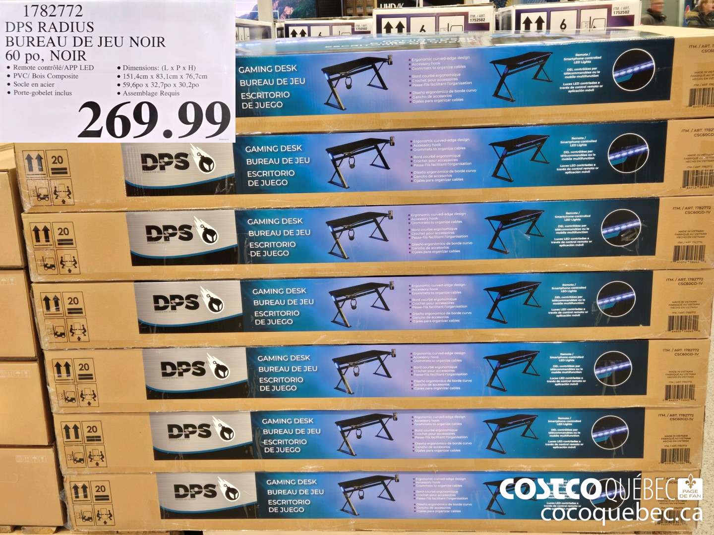 1782772 DPS RADIUS BUREAU DE JEU NOIR 60 po, NOIR  $269.99