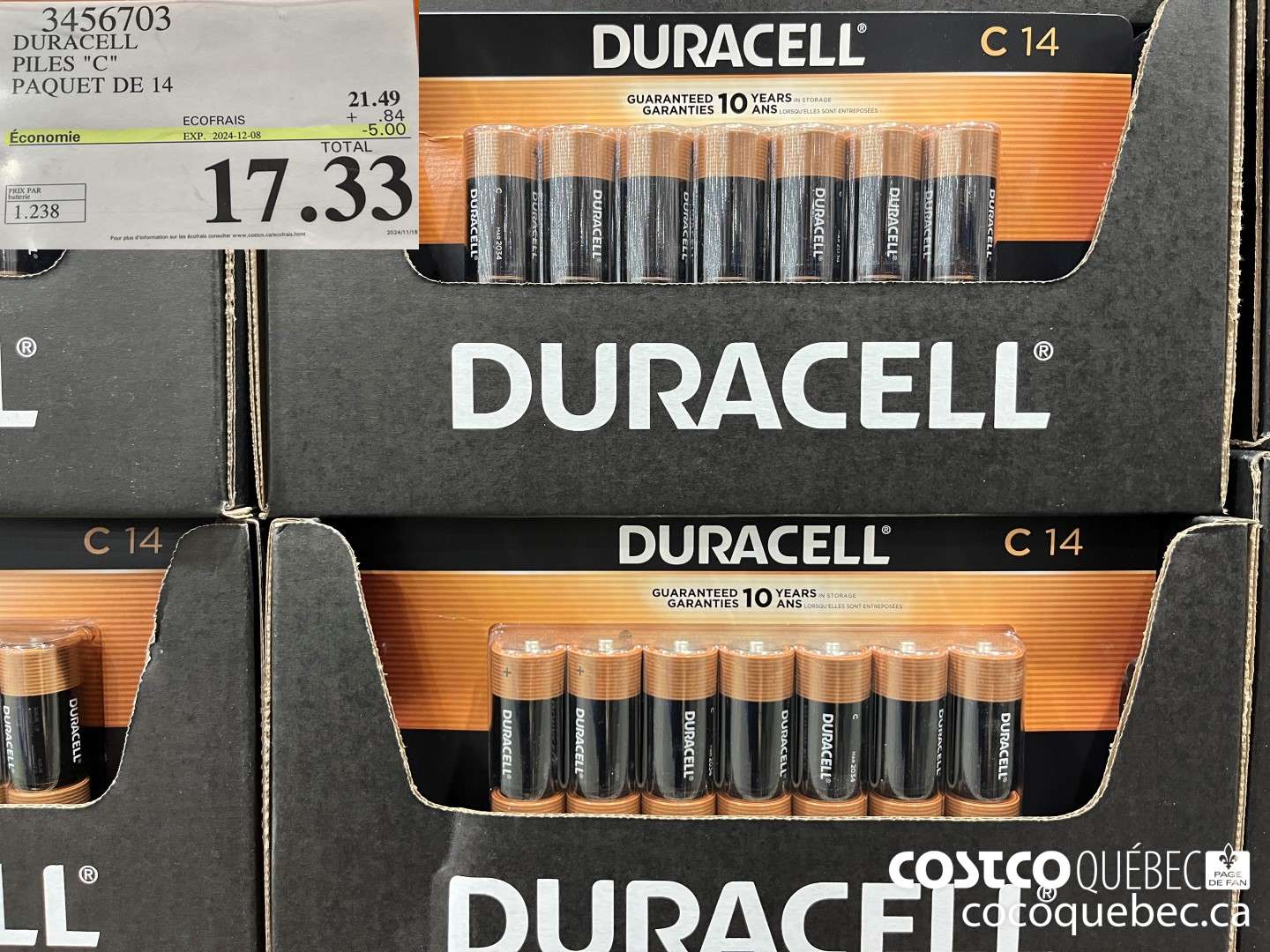 3456703 DURACELL PIERS. CC: PAQUET DE 14 ($5.00 INSTANT SAVINGS EXPIRES ON 2024-12-08) $17.33