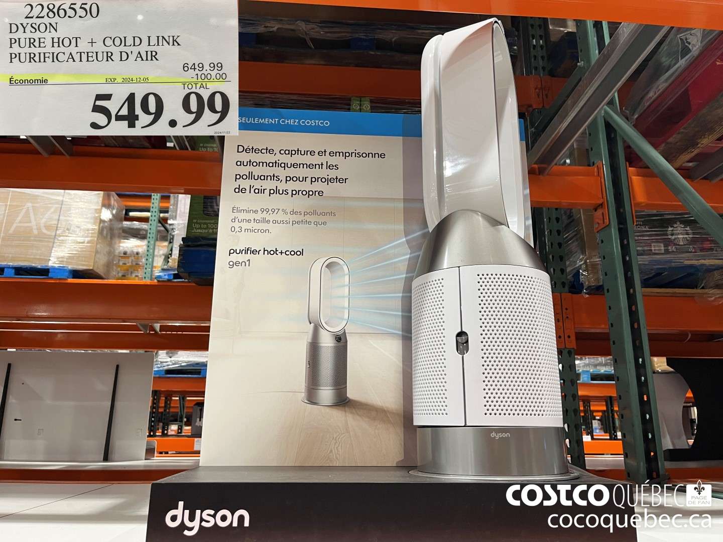 2286550 DYSON PURE HOT + COLD LINK PURIFICATEUR D' AIR  ($100.00 INSTANT SAVINGS EXPIRES ON 2024-12-05) $649.99