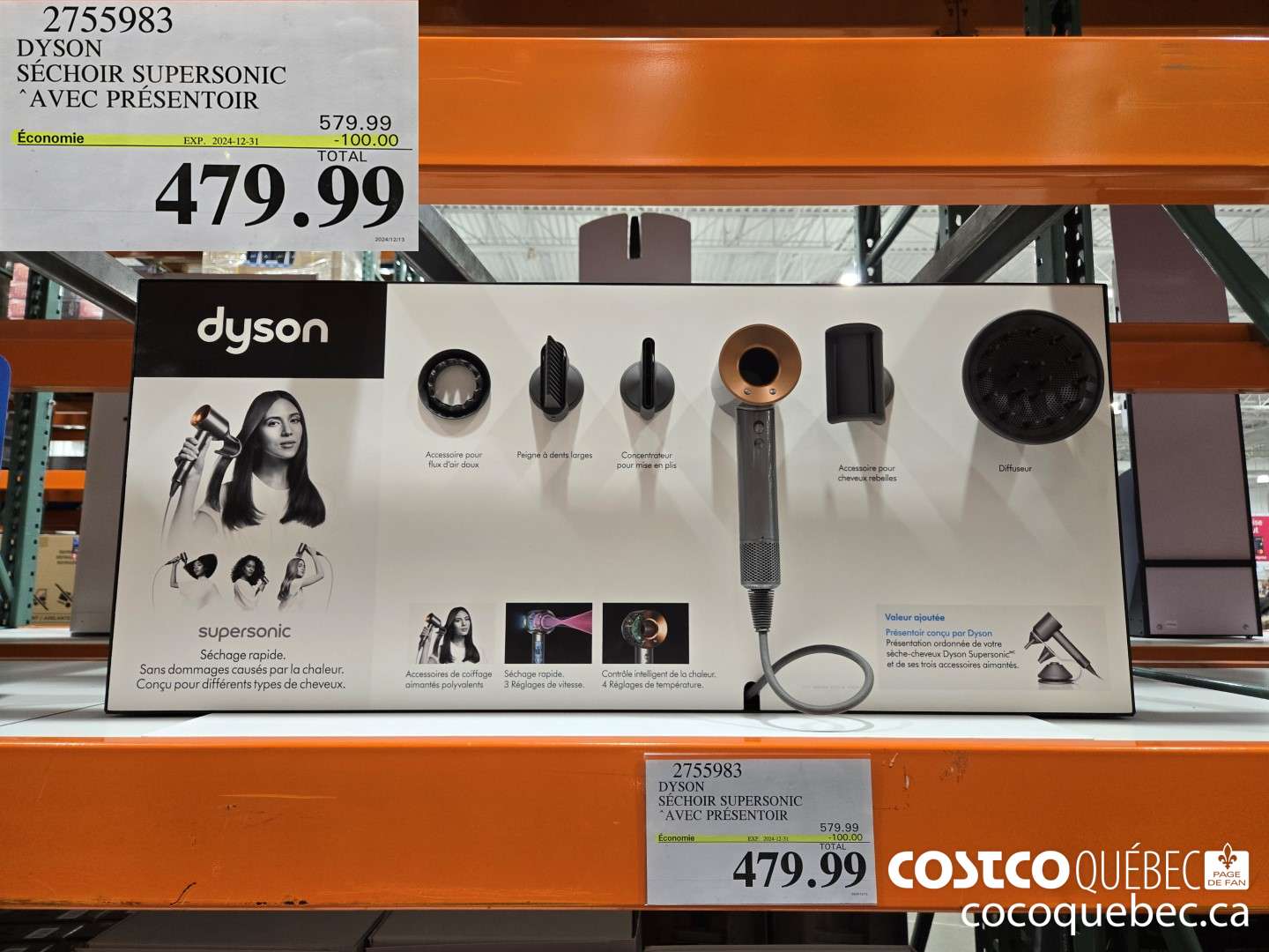 2755983 DYSON SUPERSONIC SECHOIR AVEC PRESENTOIR  ($100.00 INSTANT SAVINGS EXPIRES ON 2024-12-31) $479.99