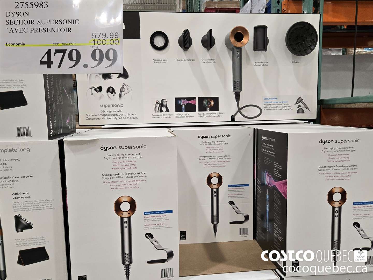 2755983 DYSON SUPERSONIC SECHOIR AVEC PRESENTOIR  ($100.00 INSTANT SAVINGS EXPIRES ON 2024-12-31) $479.99