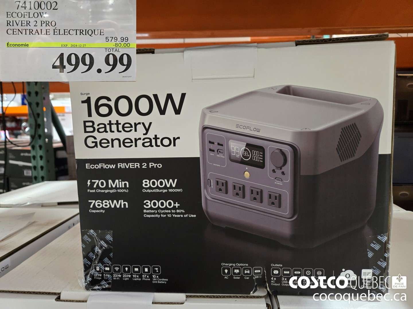 7410002 ECOFLOW RIVER 2 PRO CENTRALE ELECTRIQUE  ($80.00 INSTANT SAVINGS EXPIRES ON 2024-12-27) $499.99