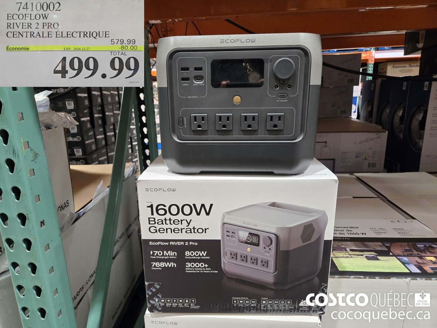 7410002 ECOFLOW RIVER 2 PRO CENTRALE ELECTRIQUE  ($80.00 INSTANT SAVINGS EXPIRES ON 2024-12-27) $499.99