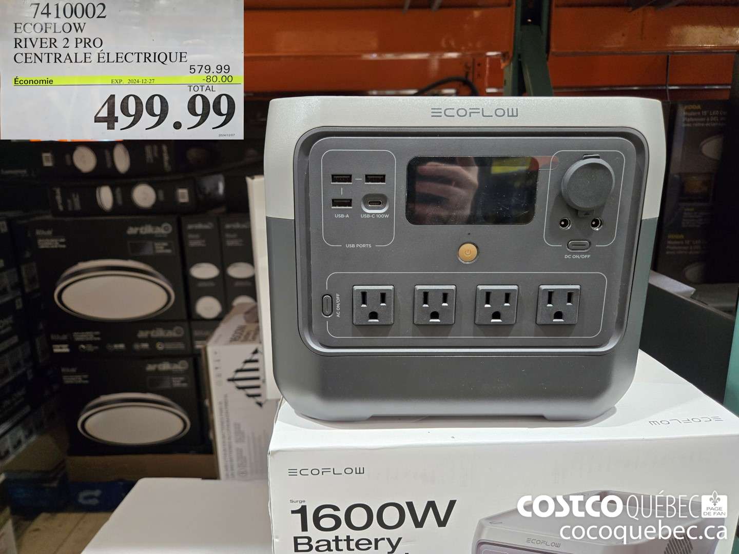 7410002 ECOFLOW RIVER 2 PRO CENTRALE ELECTRIQUE  ($80.00 INSTANT SAVINGS EXPIRES ON 2024-12-27) $499.99