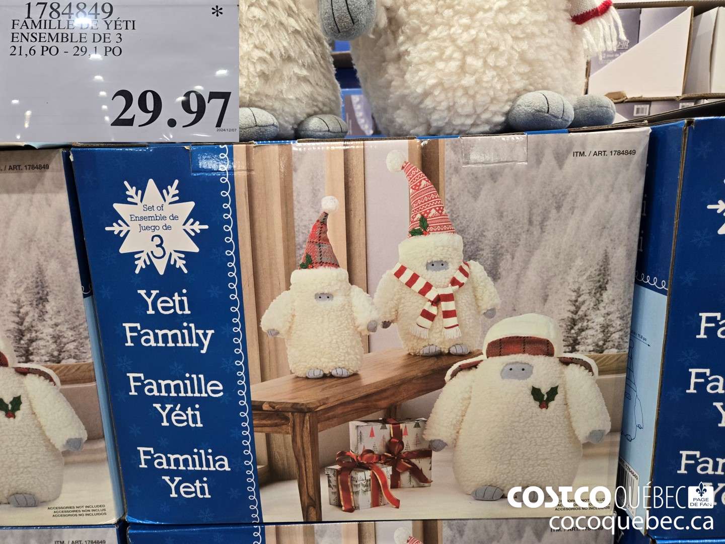 1784849 FAMILLE DE YETI ENSEMBLE DE 3  $29.97