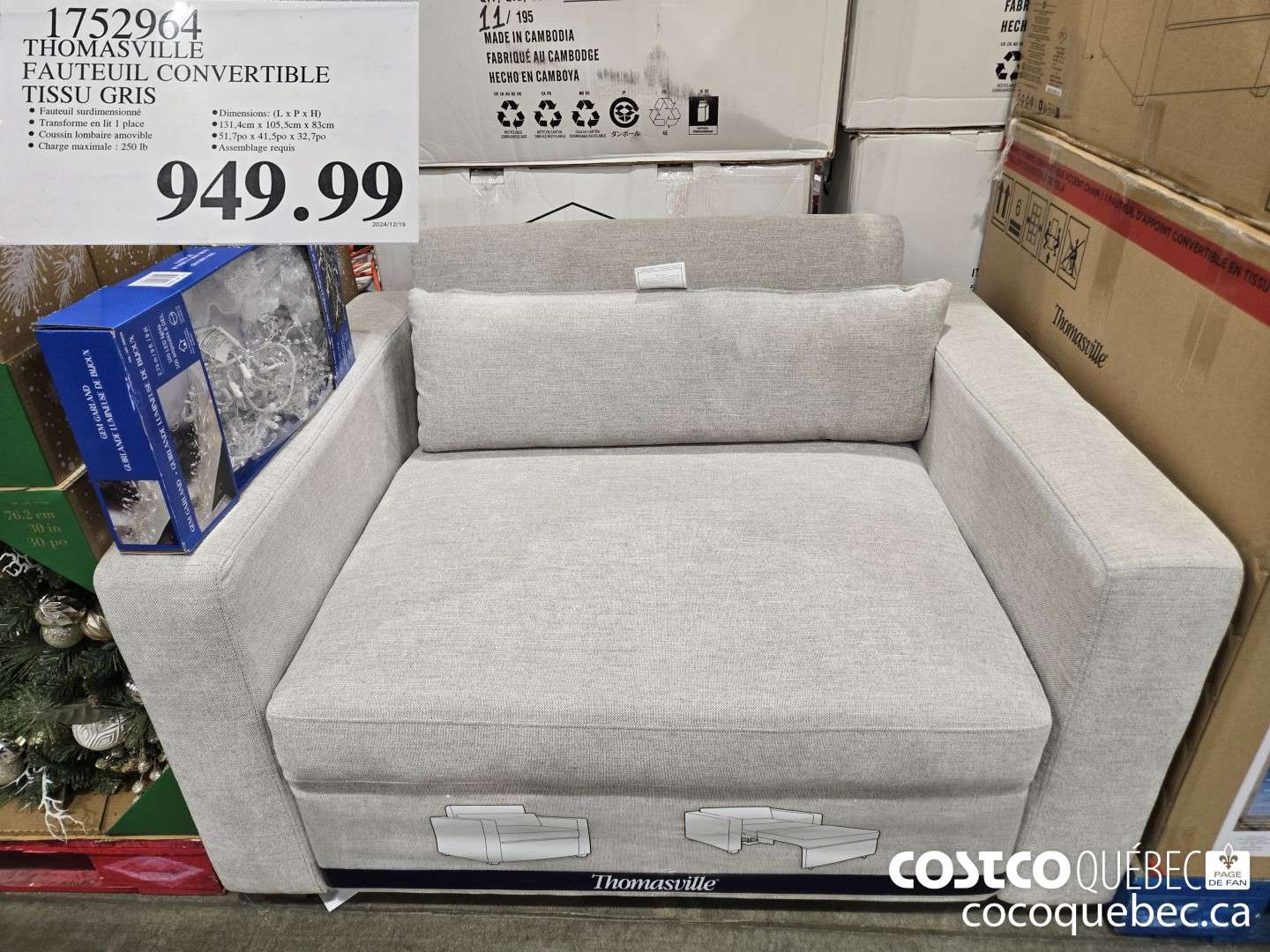 1752964 FAUTEUIL CONVERTIBLE  $949.99