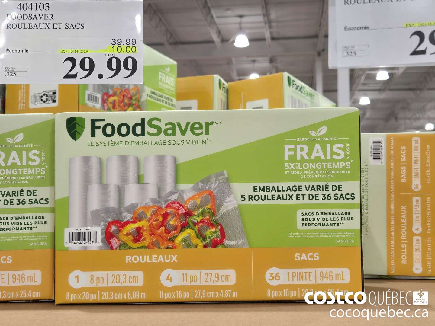 404103 FOODSAVER ROULEAUX ET SACS  ($10.00 INSTANT SAVINGS EXPIRES ON 2024-12-29) $29.97
