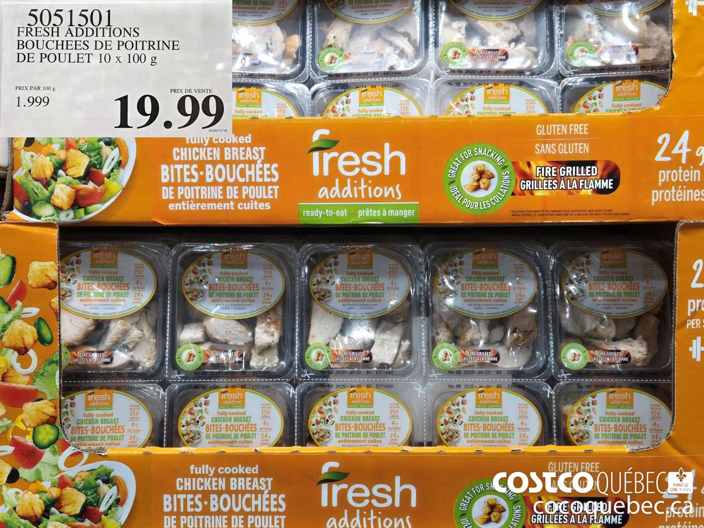 5051501 FRESH ADDITIONS BOUCHEES DE POITRINE DE POULET 10 x 100 g  $19.99