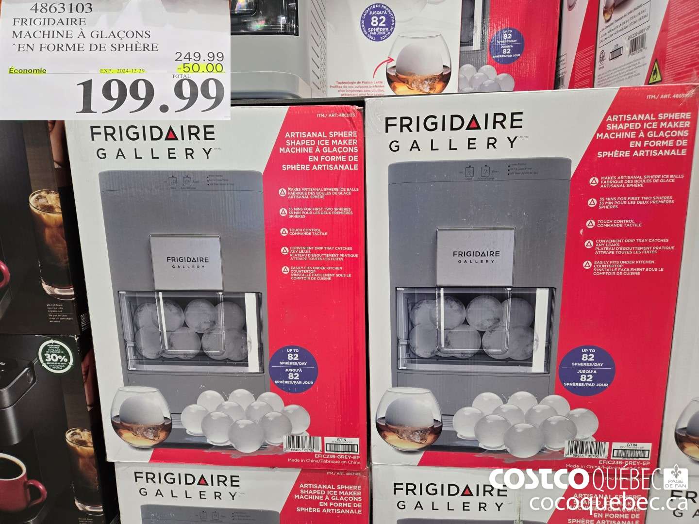 4863103 FRIGIDAIRE MACHINE A GLACONS “EN FORME DE SPHERE  ($50.00 INSTANT SAVINGS EXPIRES ON 2024-12-29) $249.99