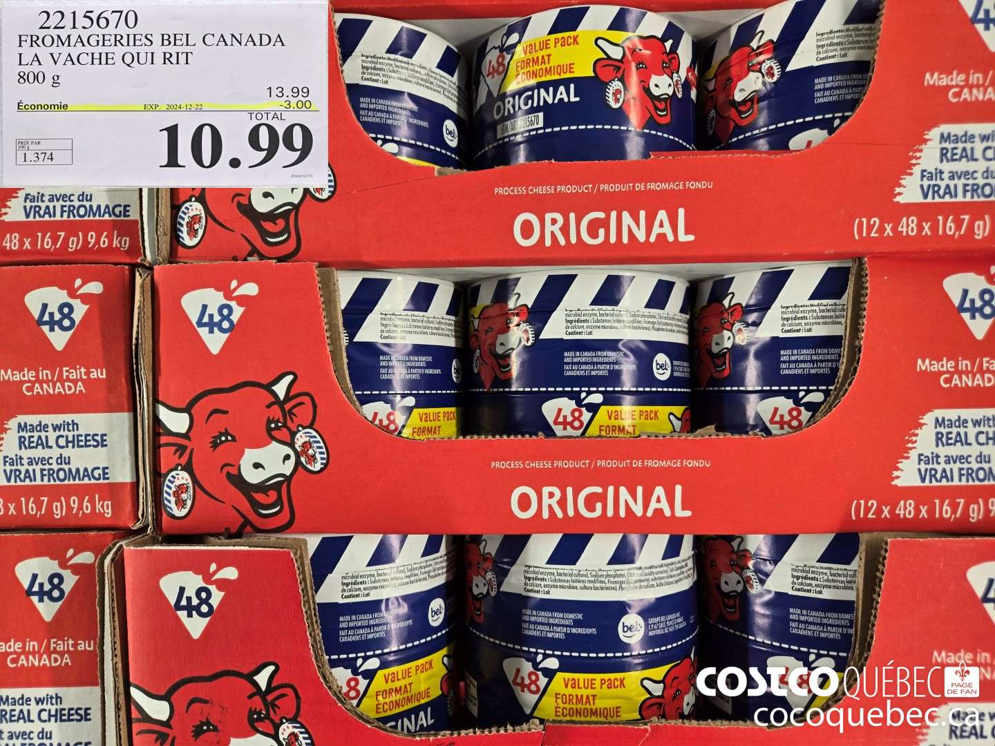 2215670 FROMAGERIES BEL CANADA LA VACHE QUI RIT 800 g  ($3.00 INSTANT SAVINGS EXPIRES ON 2024-12-22) $10.99