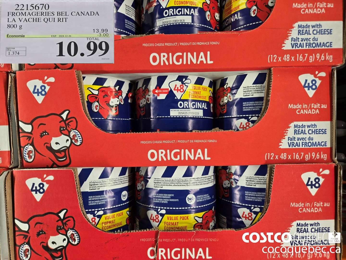 2215670 FROMAGERIES BEL CANADA LA VACHE QUI RIT 800 g  ($3.00 INSTANT SAVINGS EXPIRES ON 2024-12-26) $10.99