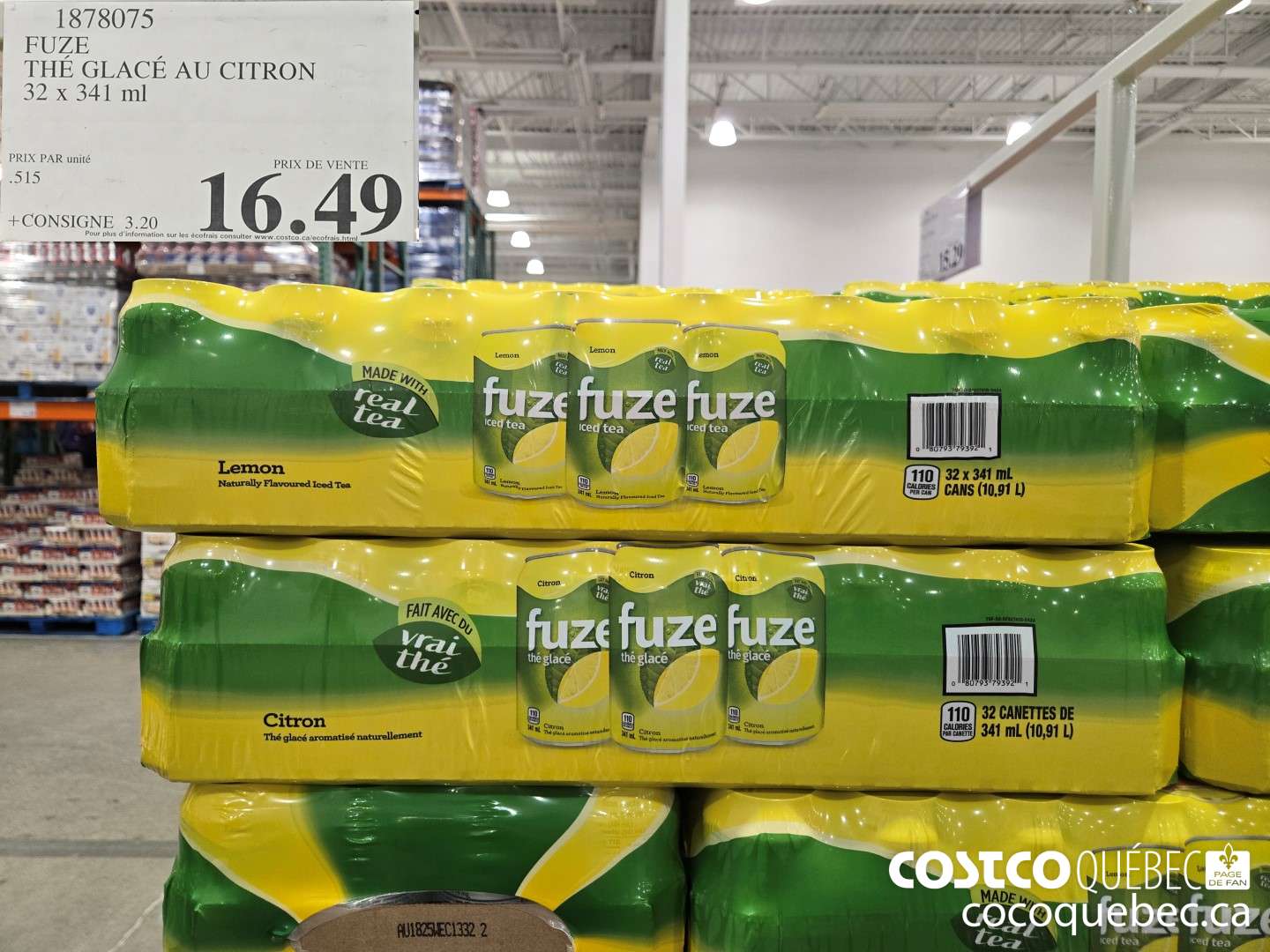 1878075 FUZE THE GLACE AU CITRON 32 x 341 ml  $16.49