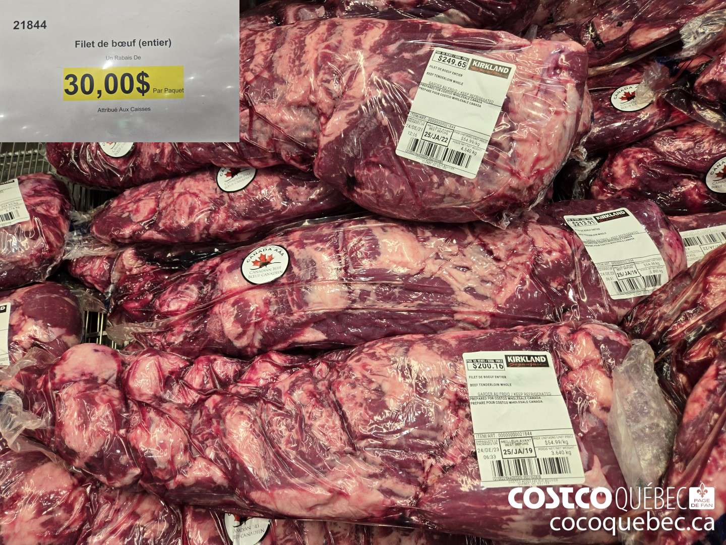 21844 Filet de boeuf (entier)  ($30.00 INSTANT SAVINGS)