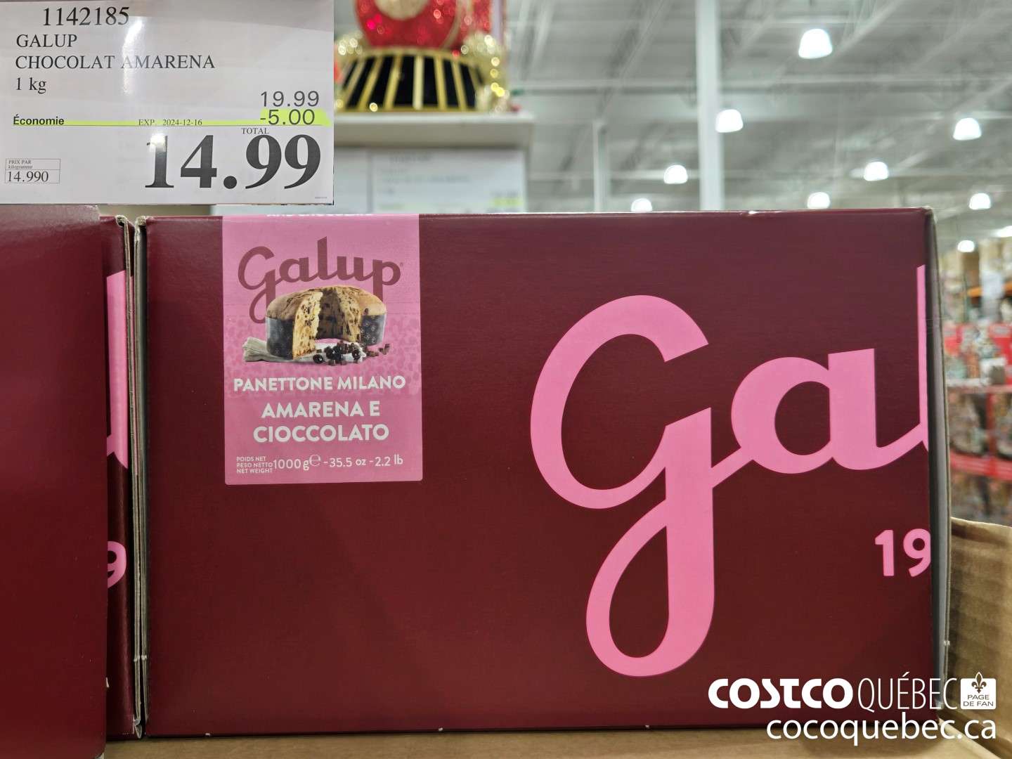 1142185 GALUP CHOCOLAT AMARENA 1 kg  ($5.00 INSTANT SAVINGS EXPIRES ON 2024-12-16) $14.99