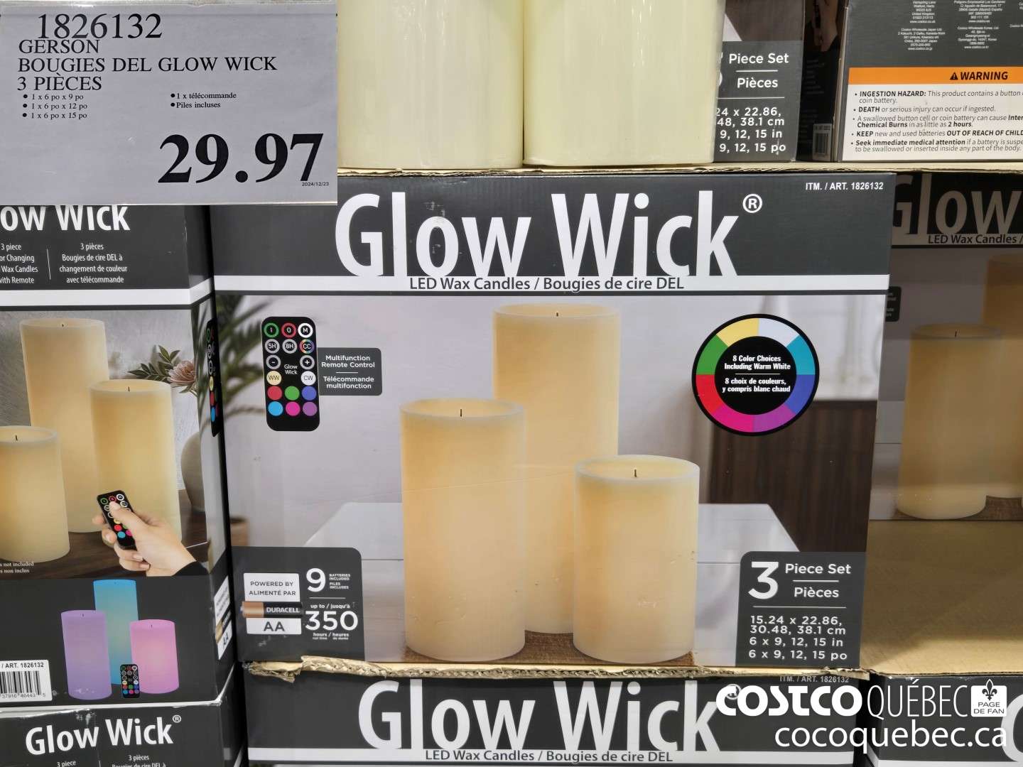 1826132 GERSON BOUGIES DEL GLOW WICK 3 PIECES  $29.97