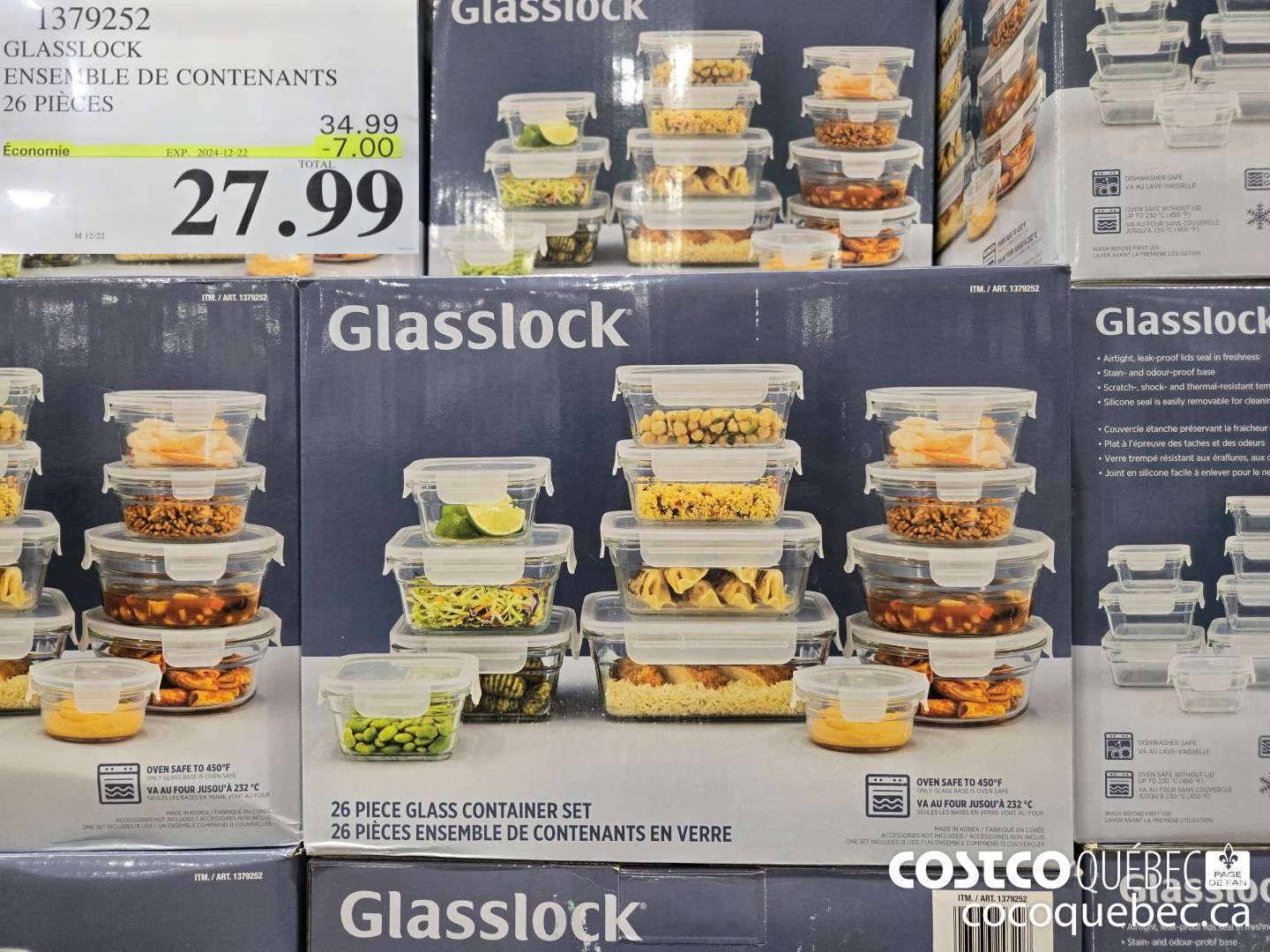 1379252 GLASSLOCK ENSEMBLE DE CONTENANTS 26 PIECES  ($7.00 INSTANT SAVINGS EXPIRES ON 2024-12-22) $27.99