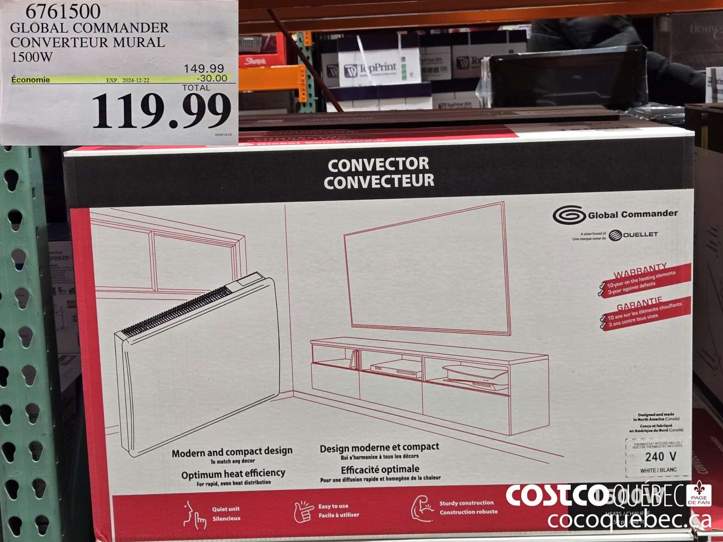 6761500 GLOBAL COMMANDER CONVERTEUR MURAL 1500W  ($30.00 INSTANT SAVINGS EXPIRES ON 2024-12-22) $119.99