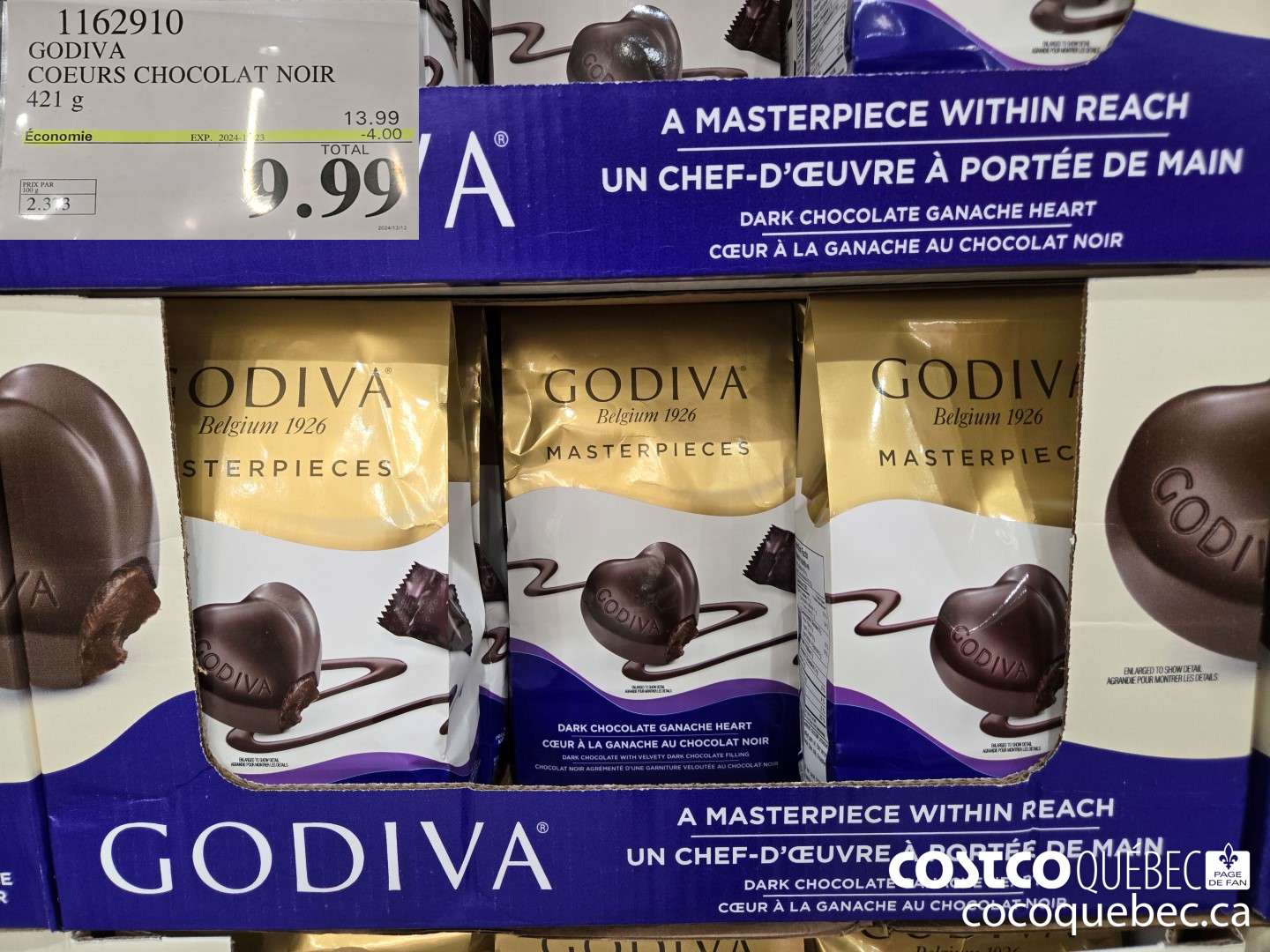 1162910 GODIVA COEURS CHOCOLAT NOIR  ($4.00 INSTANT SAVINGS EXPIRES ON 2024-12-23) $9.99